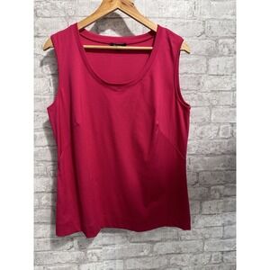 Lafayette 148 Soft Cotton Stretch Knit‎ Sleeveless Tank Top Pink Plus Size 1X